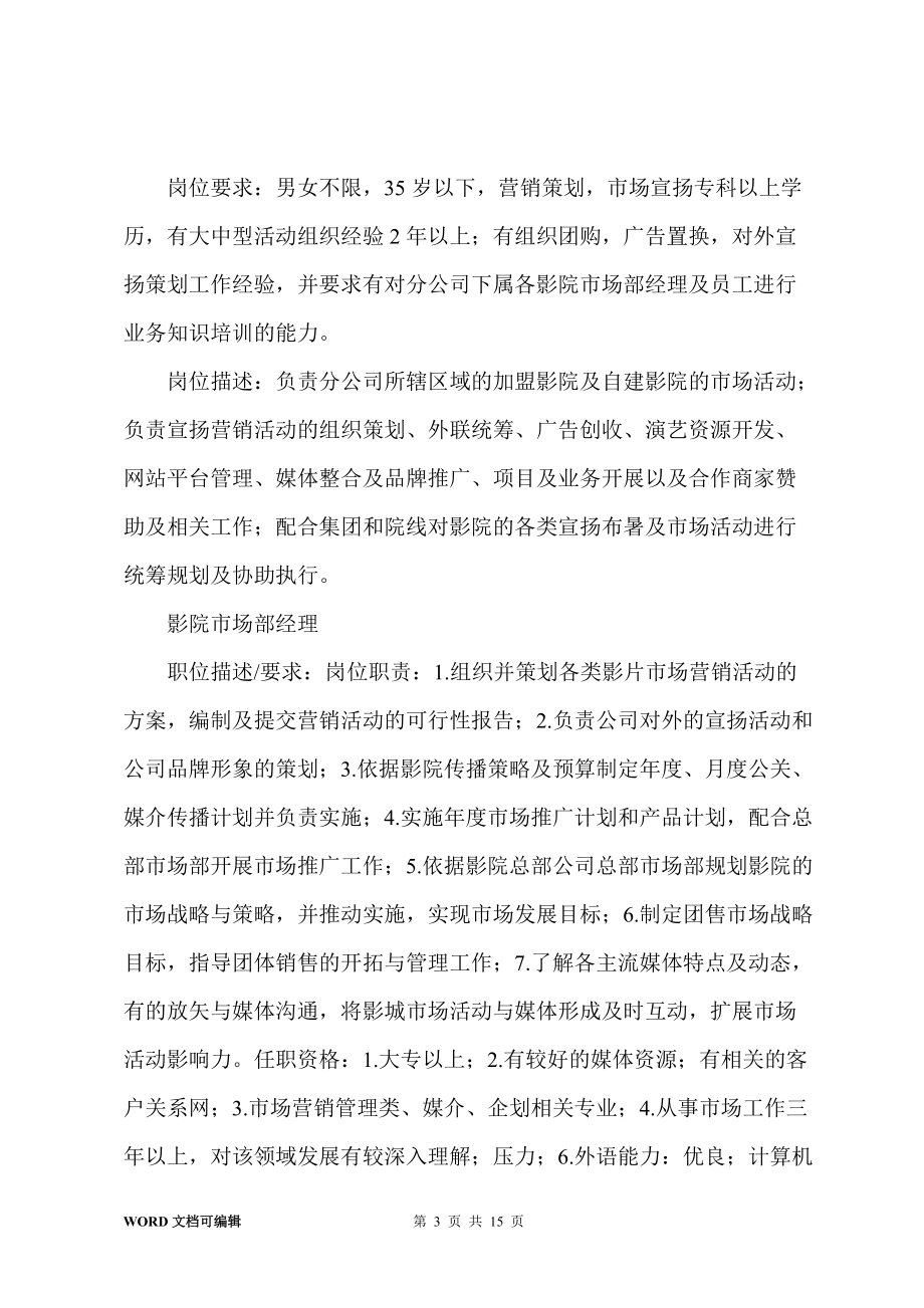 影院市场部经理的职责与市场营销策划